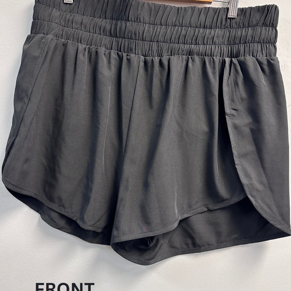 PLUS HIGH WAISTBAND COMFY SHORTS-BLACK